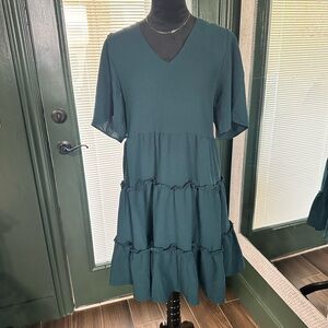 Arula Teal Ruffle Dress